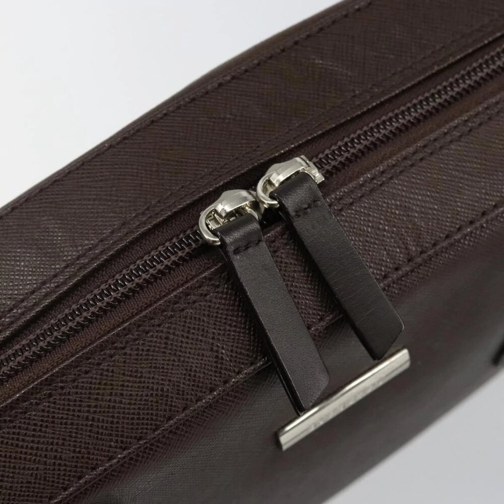 BURBERRY Hand Bag Leather Brown Silver Auth - Picture 9 of 16